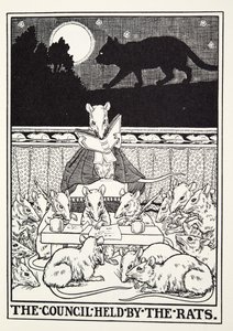 Der Rat der Ratten, aus Fontaine Fabeln, veröffentlicht 1905