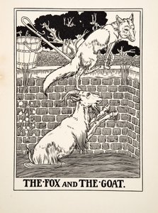 Der Fuchs und die Ziege, aus Hundert Fabeln von Äsop, veröffentlicht 1903
