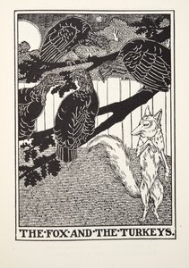 Der Fuchs und die Truthähne, aus Fontaine Fabeln, veröffentlicht 1905 von Percy J. Billingshurst