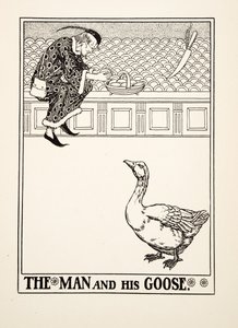 Der Mann und seine Gans, aus Hundert Fabeln von Äsop, veröffentlicht 1903 (Gravur)