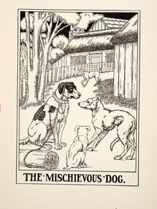 Der schelmische Hund, aus Hundert Fabeln von Äsop, veröffentlicht 1903 (Gravur) von Percy J. Billingshurst