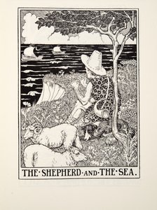 Der Schäfer und das Meer, aus Fontaine Fables, veröffentlicht 1905 von Percy J. Billingshurst