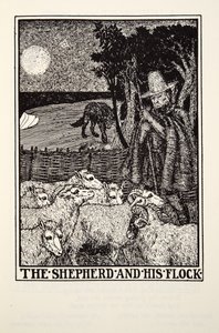 Der Schäfer und seine Herde, aus Fontaine Fables, veröffentlicht 1905 von Percy J. Billingshurst