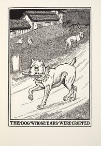 Der Hund mit den gestutzten Ohren, aus Fontaine Fabeln, veröffentlicht 1905 von Percy J. Billingshurst