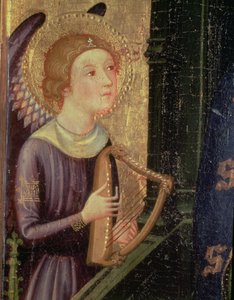 Engel, der eine Harfe spielt (Detail)