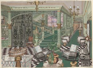 Lobby des Melrose Hotels, 1880 von Perkins Harnly