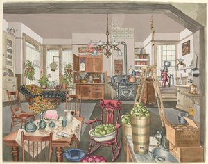 Halbländliche Küche und Esszimmer, 1910