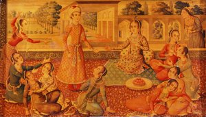 Ein spätes Zand lackiertes Pappmaché-Kästchen, ca. 1794-95 von Persian School