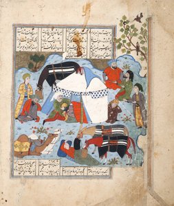 Ein schlafender Mann wird in seinem Zelt enthauptet, ca. 1560 von Persian School