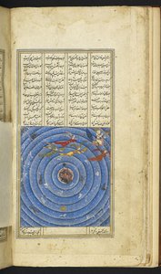 Der Prophet auf Burāq, geführt von Jibrā