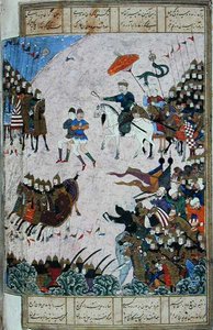 Schlacht zwischen Isfandiyar und Arjasp, Illustration aus dem 