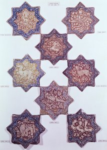 Acht Fliesen mit Tiermotiven, 13.-14. Jahrhundert von Persian School