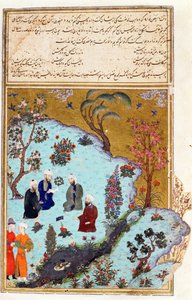Firdawsi und die drei Hofdichter von Ghazna, Illustration aus dem Shahnama (Buch der Könige) von Abul-Qasim Manur Firdawsi (ca. 934-ca. 1020) ca. 1440-45