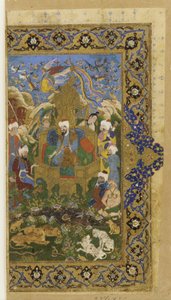 Folio aus einem unbekannten Text; Salomo auf dem Thron von Persian School