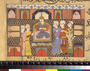 Ghiyath al-Din auf dem Thron von Persian School