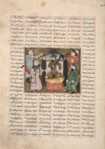 Gordiyeh rät ihrem Bruder Bahram Chubineh, nicht nach dem persischen Thron zu streben, ca. 1330 von Persian School