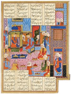 Illustration aus einem Safavid Shahnama: Alexander, verkleidet als Gesandter, wird von Königin Nushaba erkannt, Shiraz, Iran, 1650-1700 von Persian School
