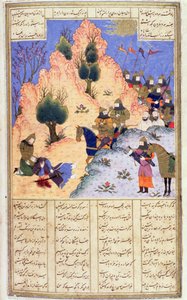 Iskandar tröstet den sterbenden Dara, aus Firdawsis Shanaman, ca. 1440-45
