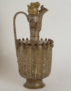 Krug mit Henkel und Deckel, mit Goldverzierungen (Metall & Gold)