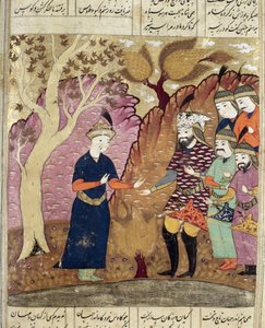 Ritter finden den gefallenen Kawus, Illustration aus dem Shahnama (Buch der Könige) von Abul-Qasim Manur Firdawsi von Persian School