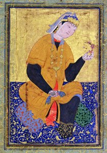 Porträt von Hamida Banu Begum, hält ein Siegel, illustriertes Folio aus der Anthologie von Mir Ali, 1550 von Persian School