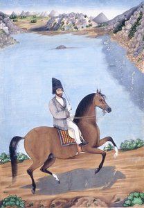Porträt eines jungen Mannes zu Pferd, ca. 1840 von Persian School