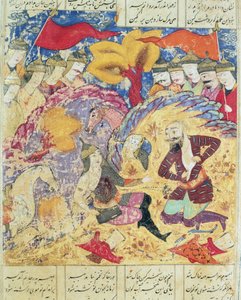 Rostam trauert um den Tod von Sohrab, Illustration aus dem Shahnama (Buch der Könige) von Abul-Qasim Manur Firdawsi von Persian School