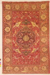 Teppich mit Szenen kämpfender Tiere von Persian School
