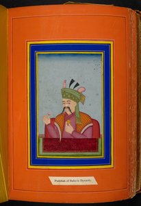 Schah Abbas I. von Persien (reg. 1588-1629) Kopf- und Schulterporträt, nach links blickend von Persian School