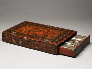 Werkzeugkasten, der die Heilige Familie darstellt, ca. 1830 von Persian School