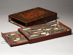 Werkzeugkasten, der die Heilige Familie darstellt, ca. 1830 von Persian School