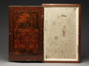 Werkzeugkasten, der die Heilige Familie darstellt, ca. 1830 (Mischtechnik)