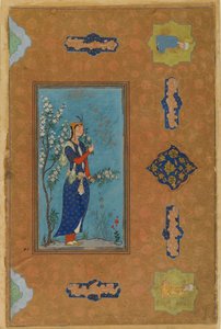 Frau mit einem Blumenstrauß, Safawiden-Periode, ca. 1575 von Persian School