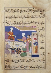 Vorbereitung von Süßigkeiten für den Sultan von Mandu, aus einem Manuskript über indische Kochkunst von Persian School