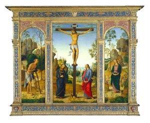 Die Kreuzigung mit der Jungfrau, dem heiligen Johannes, dem heiligen Hieronymus und der heiligen Maria Magdalena