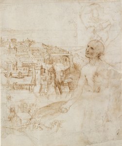 Ansicht der Stadt Perugia mit dem reuigen St. Hieronymus im Vordergrund von Perugino