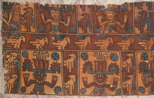 Stoff mit Göttern und Vögeln, Tiahuanaco-Kultur von Peruvian School