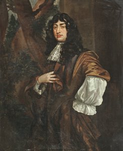 Porträt eines Herrn, traditionell als John Rowland von Nant identifiziert, Dreiviertelansicht, in einem braunen Mantel und weißer Spitzenkrawatte