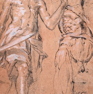 Zwei Studien eines stehenden Mannes mit einem Schwert Alexander der Große, verso: Studien, ca. 1601 von Peter Candid
