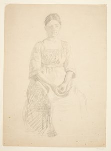 Die Frau des Künstlers sitzt Modell für das Porträt von Frau Thora Karl Madsen für das Gemälde: Einweihung des Faaborgmuseums (1910-11) von Peter Hansen