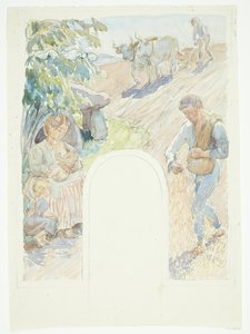 Die Landwirtschaft. Entwurf für ein geplantes Fresko in Faaborg von Peter Hansen