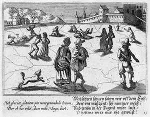 Paare beim Schlittschuhlaufen, ca. 1650 von Peter I Rollos
