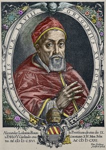 Darstellung von Papst Gregor XV. (1554-1623) Gravur von Peter Isselburg von Peter Isselburg
