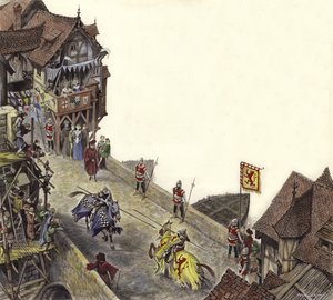 Turnier auf der Alten London Bridge am 23. April 1390 von Peter Jackson