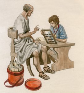 Julius Caesar als Junge, lernt mit einem Abakus zu zählen