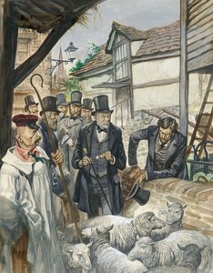 Louis Pasteur sieht die Ergebnisse seines Experiments mit einem Impfstoff gegen Milzbrand