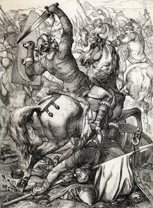 Schlacht von Hastings, 14. Oktober 1066, zwischen der normannisch-französischen Armee von Herzog Wilhelm II. von der Normandie und einer englischen Armee unter dem angelsächsischen König Harold II., während der normannischen Eroberung Englands