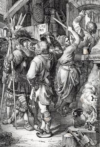 Die Flucht von Gustav I. Wasa (oder Gustav Vasa) (1496-1560) (zukünftiger König von Schweden) verkleidet als Bauer, um aus Dänemark zu fliehen