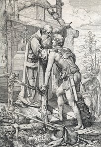 Der junge Odoaker (ca. 433-493) erhält den Segen von Severin, Apostel von Noricum, ca. 470