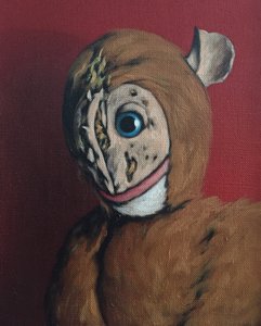 Roter Affe mit Narben